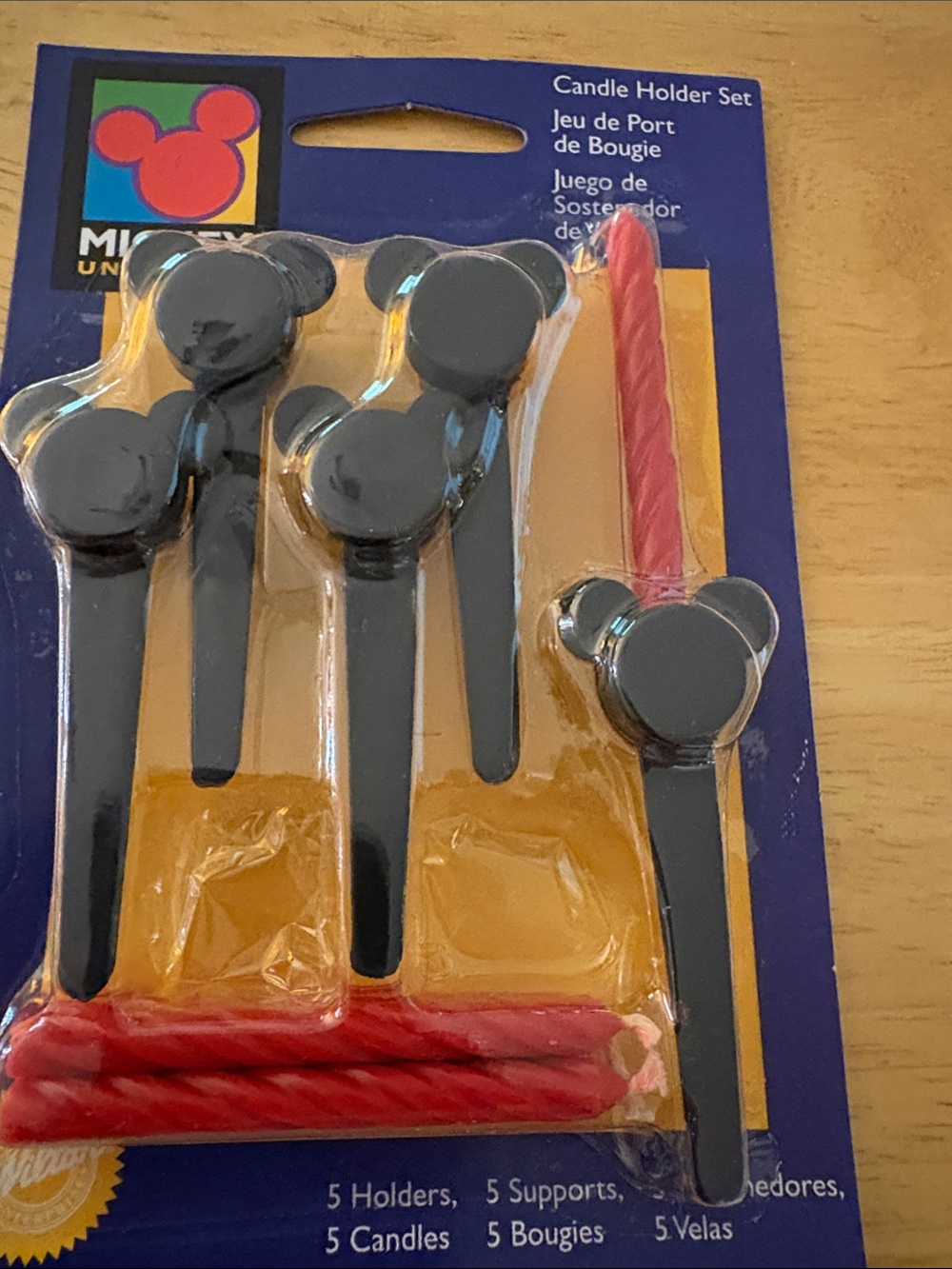 Mickey Mouse Black Candle Holder Set with Red Candles - 5-Pack